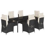 vidaXL Ensemble à manger de jardin coussins 7Pièces Noir Résine tressée