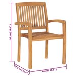 vidaXL Chaises de jardin empilables avec coussins lot de 6 Teck solide
