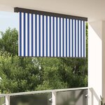 vidaXL Store Roulant Extérieur Manuel Bleu et blanc 220 x 250 cm tissu