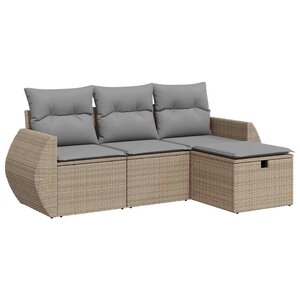 vidaXL Salon de jardin avec coussins 4 Pièces beige résine tressée