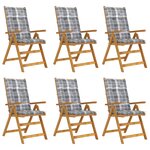 vidaXL Chaises pliables de jardin 6 Pièces avec coussins Bois d'acacia