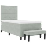 vidaXL Lit à ressort avec matelas et banc Gris clair 100x200 cm Velours