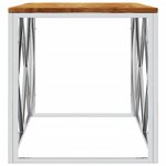vidaXL Table basse acier inoxydable et bois massif d'acacia