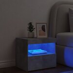 vidaXL Table de chevet avec lumières LED gris béton 50x40x45 cm