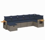 vidaXL Salon de jardin 7 Pièces avec coussins gris résine tressée