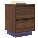 VidaXL Table de chevet avec lumières LED chêne marron 38x34x50 cm