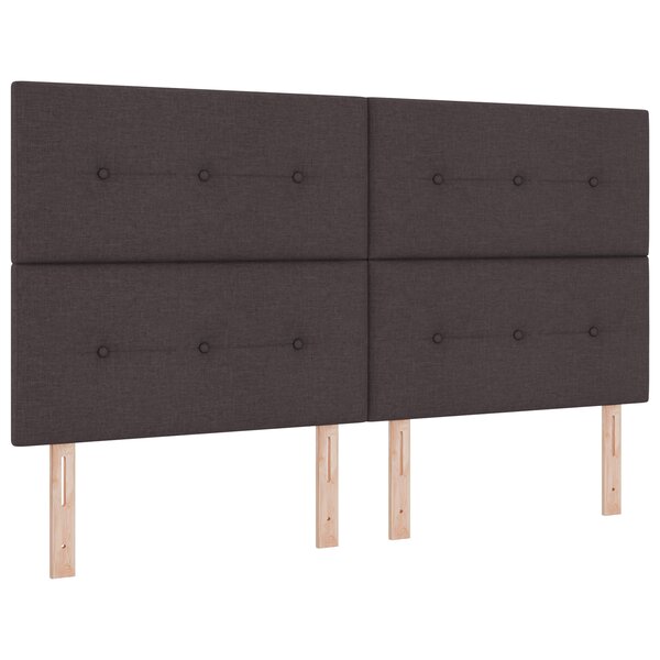 vidaXL Lit avec sommier à ressort et matelas marron foncé super king en tissu