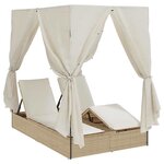 vidaXL Transat double avec toit Beige 205 x 129 x 200 cm Rattan PE