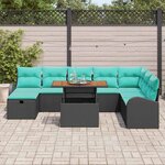 vidaXL Ensemble de canapé de jardin 9 Pièces Noir polyrotin