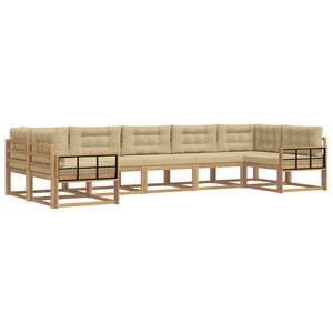 vidaXL Ensemble de canapés d'extérieur 7 Pièces Blanc et Beige