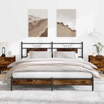 vidaXL Cadre de lit sans matelas chêne fumé 183x203 cm bois ingénierie