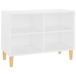 vidaXL Meuble TV avec pieds en bois massif Blanc 69 5x30x50 cm