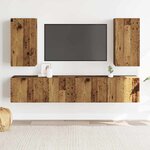 vidaXL Meubles TV muraux 4 Pièces vieux bois bois d'ingénierie