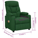 vidaXL Fauteuil électrique de massage Vert foncé Tissu
