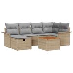 vidaXL Ensemble de canapé de jardin 7 Pièces Beige Poly rotin