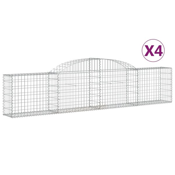 vidaXL Paniers à gabions arqués 4 Pièces 300x30x60/80 cm Fer galvanisé