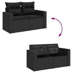 vidaXL Salon de jardin 6 Pièces avec coussins noir résine tressée