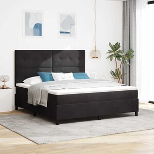 vidaXL Lit à ressorts avec matelas Noir 180 x 200 cm tissu