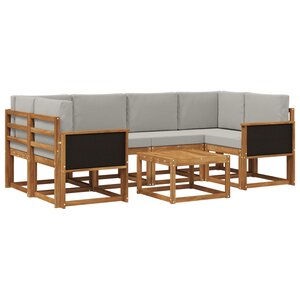 vidaXL Ensemble de canapés d'extérieur 5 Pièces Naturel et gris clair