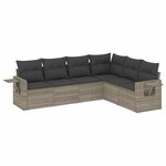 vidaXL Salon de jardin 6 Pièces avec coussins gris clair résine tressée