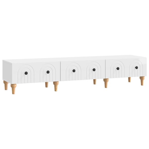 vidaXL Meuble TV Blanc brillant 147 x 34 5 x 30 cm Bois d'ingénierie