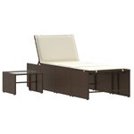 vidaXL Chaises longues lot de 2 avec table marron résine tressée