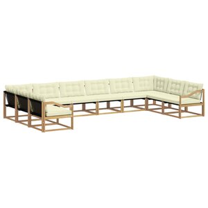 vidaXL Ensemble de canapés d'extérieur 10 pc Blanc et crème