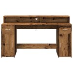 vidaXL Bureau avec lumières LED vieux bois bois d'ingénierie