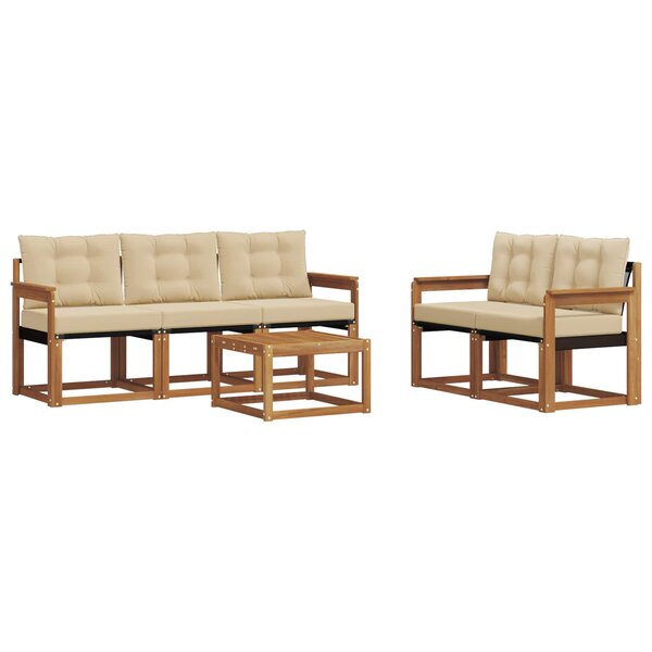 vidaXL Ensemble de canapés d'extérieur 6 pc Naturel et Beige