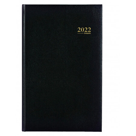 Agenda journalier 2022 banquier large - 17 x 27 cm - noir - brepols
