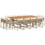 vidaXL Ensemble à manger de jardin et coussins 13 Pièces beige