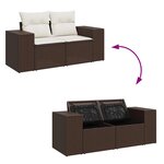vidaXL Salon de jardin avec coussins 6 Pièces marron résine tressée