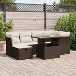 vidaXL Salon de jardin avec coussins 7 Pièces marron résine tressée