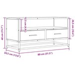 vidaXL Meuble TV chêne fumé 80x34 5x40 cm bois d'ingénierie et métal