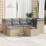 vidaXL Salon de jardin avec coussins 7 Pièces beige résine tressée