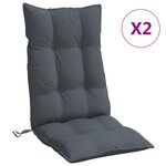 vidaXL Coussins de chaise à dossier haut lot de 2 anthracite