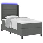 vidaXL Lit à ressort LED avec matelas Gris foncé 90 x 200 cm tissu