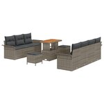 vidaXL Ensemble de Canapés de Jardin de 10 Pièces avec Coussins en Rotin Poly Gris Acacia