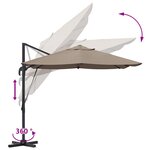 vidaXL Grand Parasol Déporté Taupe Polyester Grand Pliable Moderne