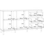 Buffet - Chene riviera et blanc brillant - Classique - 2 portes - NORTH PINE - L 159,2 x P 42 x H 84 cm - Poignées en métal
