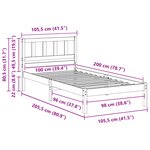 vidaXL Cadre de lit Marron 100 x 200 cm Bois massif en pin