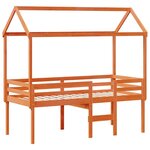 vidaXL Lit haut avec toit cire marron 80x200 cm bois de pin massif