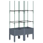 vidaXL Jardinière avec treillis gris 80x40x142 5 cm PP