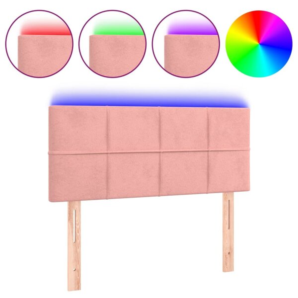vidaXL Tête de lit à LED Rose 80x5x78/88 cm Velours