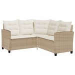 vidaXL Canapé de jardin avec table et coussins en forme de L beige