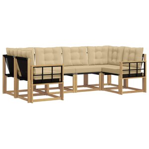 vidaXL Ensemble de canapés d'extérieur 6 Pièces Blanc et Beige