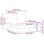 vidaXL Lit de rangement LED avec matelas Gris clair 160 x 200 cm Tissu