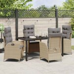vidaXL Ensemble de salle à manger pour jardin 5 Pièces Beige polyrotin