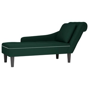 vidaXL Fauteuil long et coussin et accoudoir droit vert foncé velours