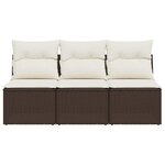 vidaXL Canapé de jardin avec coussins 3 places brun résine tressée